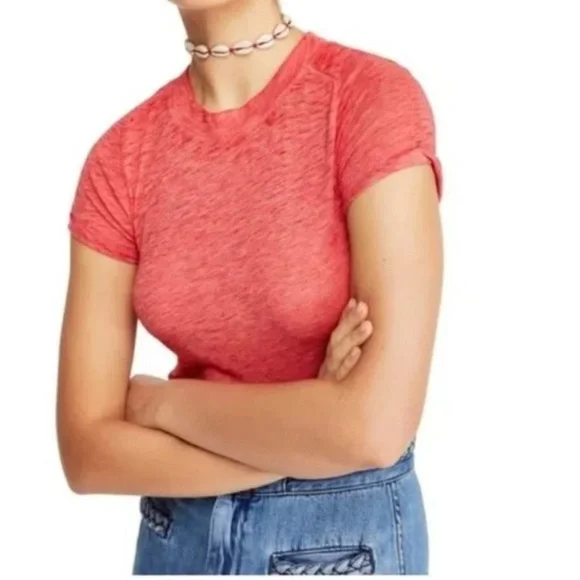 FREE PEOPLE NIGHT SKY IN VENICE RED TSHIRT - Picture 2 of 10